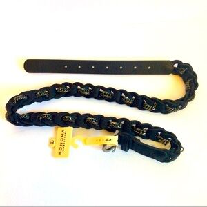 New branded black suede and chain belt.
